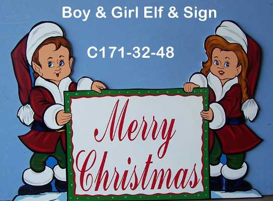 C171Boy & Girl Elf & Sign